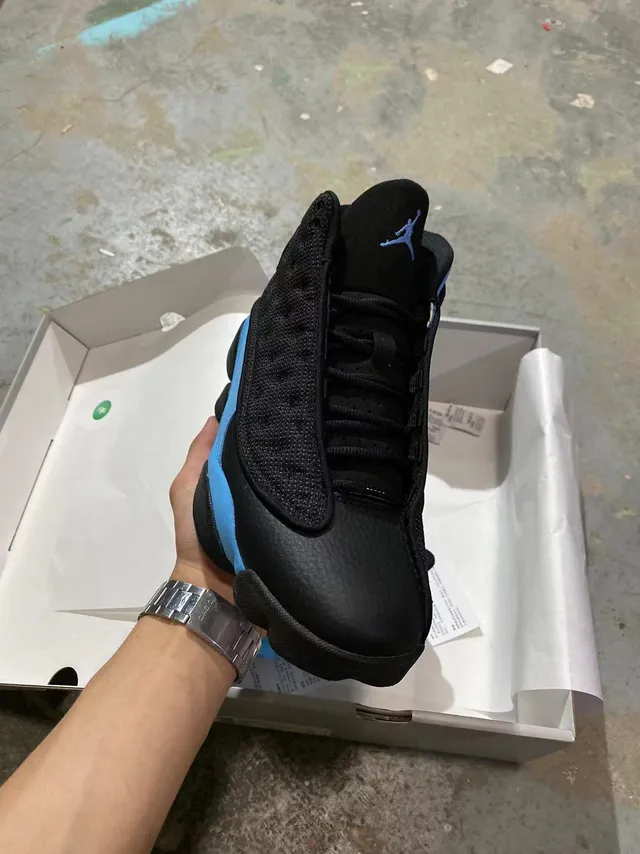 Air Jordan 13 Black Blue Quilted Mesh Upper Midsole Contrast Basketball Shoes 2
