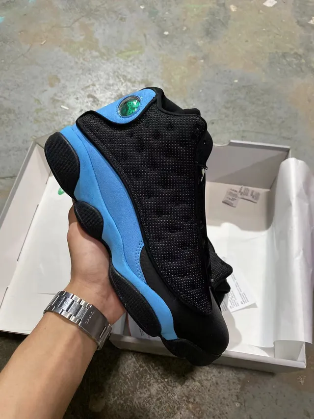 Air Jordan 13 Black Blue Quilted Mesh Upper Midsole Contrast Basketball Shoes 3