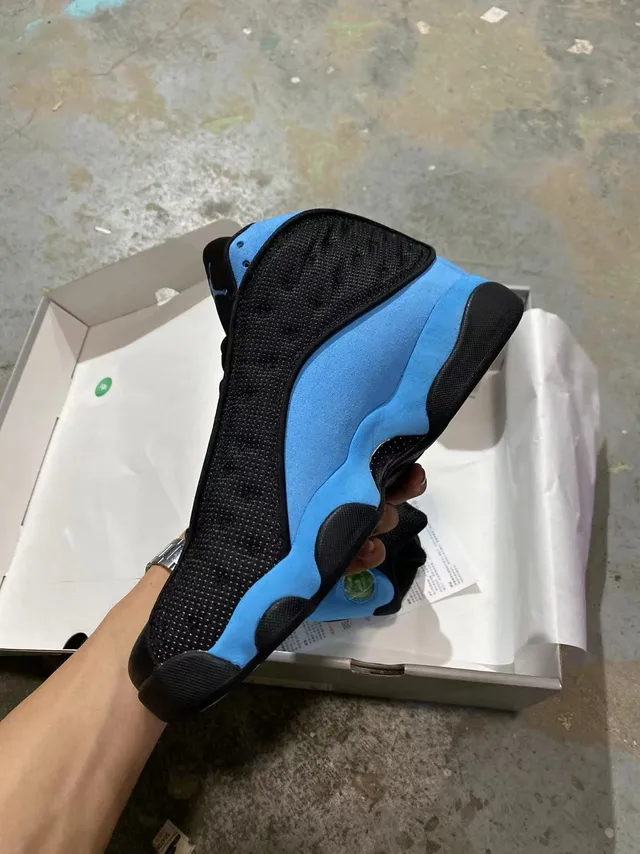 Air Jordan 13 Black Blue Quilted Mesh Upper Midsole Contrast Basketball Shoes 4