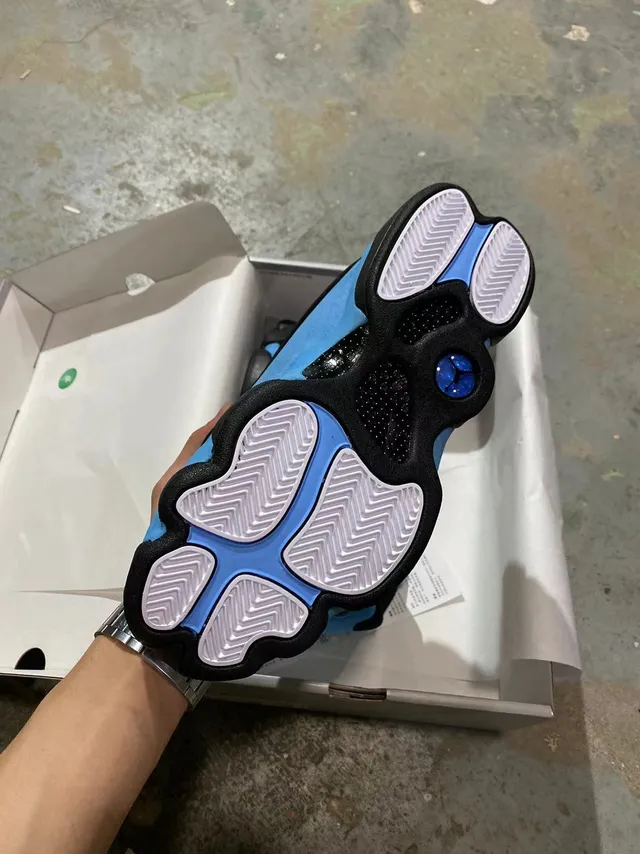 Air Jordan 13 Black Blue Quilted Mesh Upper Midsole Contrast Basketball Shoes 5