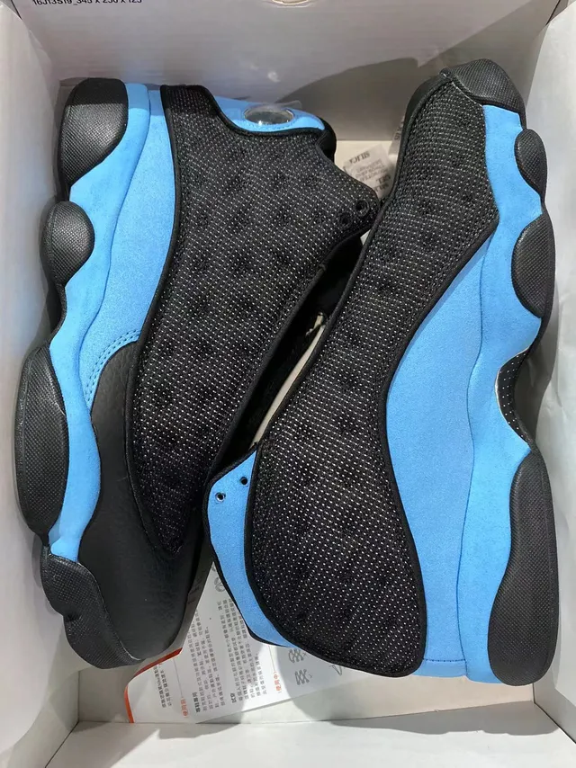 Air Jordan 13 Black Blue Quilted Mesh Upper Midsole Contrast Basketball Shoes 7