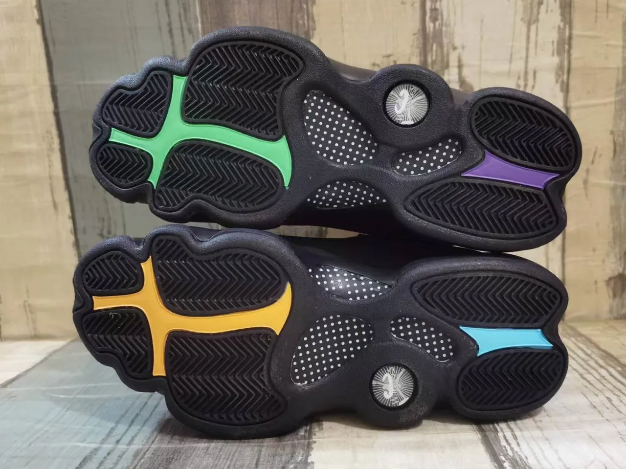 Air Jordan 13 Black Green High-Top Denim-Textured Upper Basketball Shoes 2