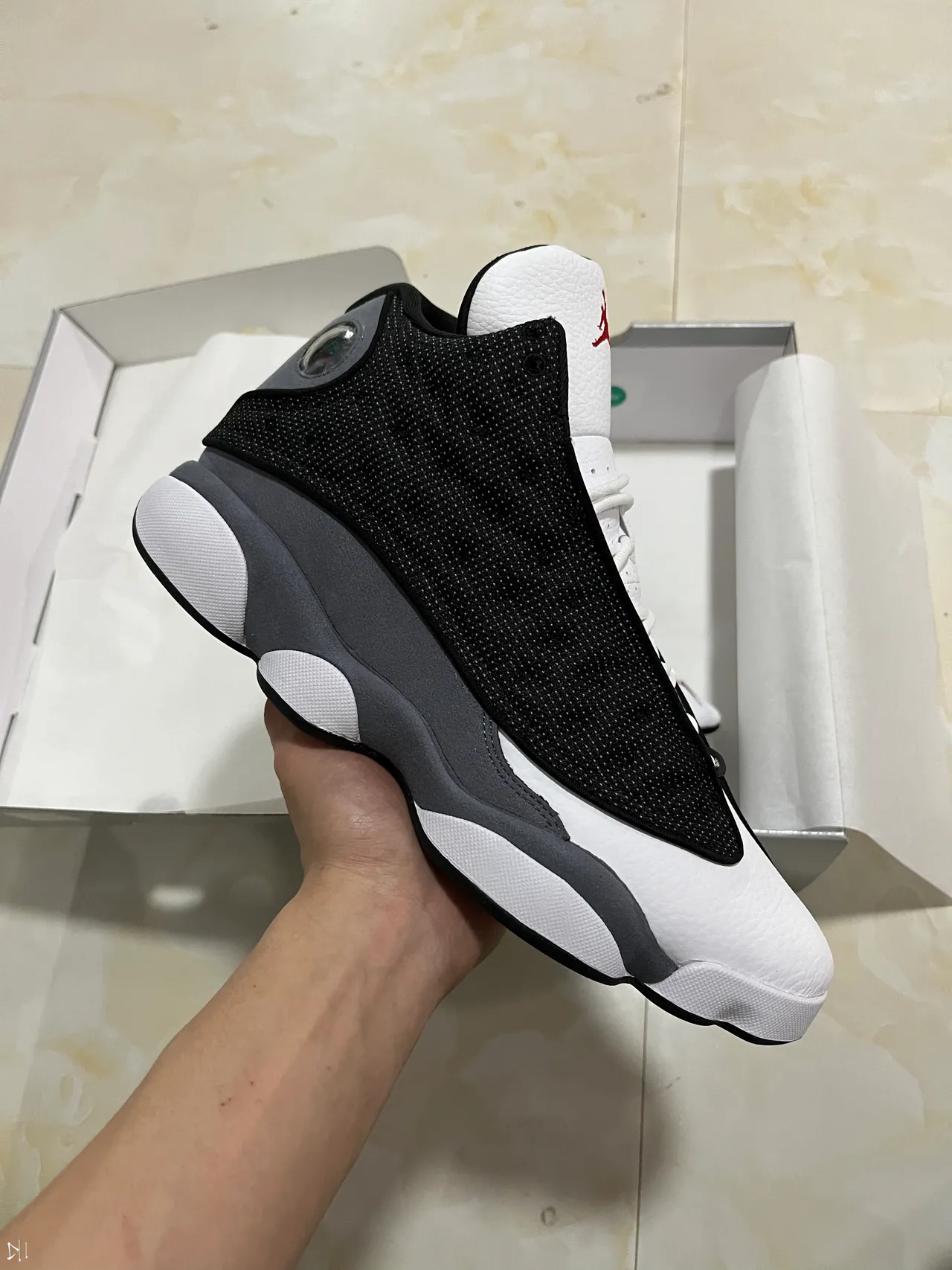 Air Jordan 13 Black White Gray Basketball Shoes 8