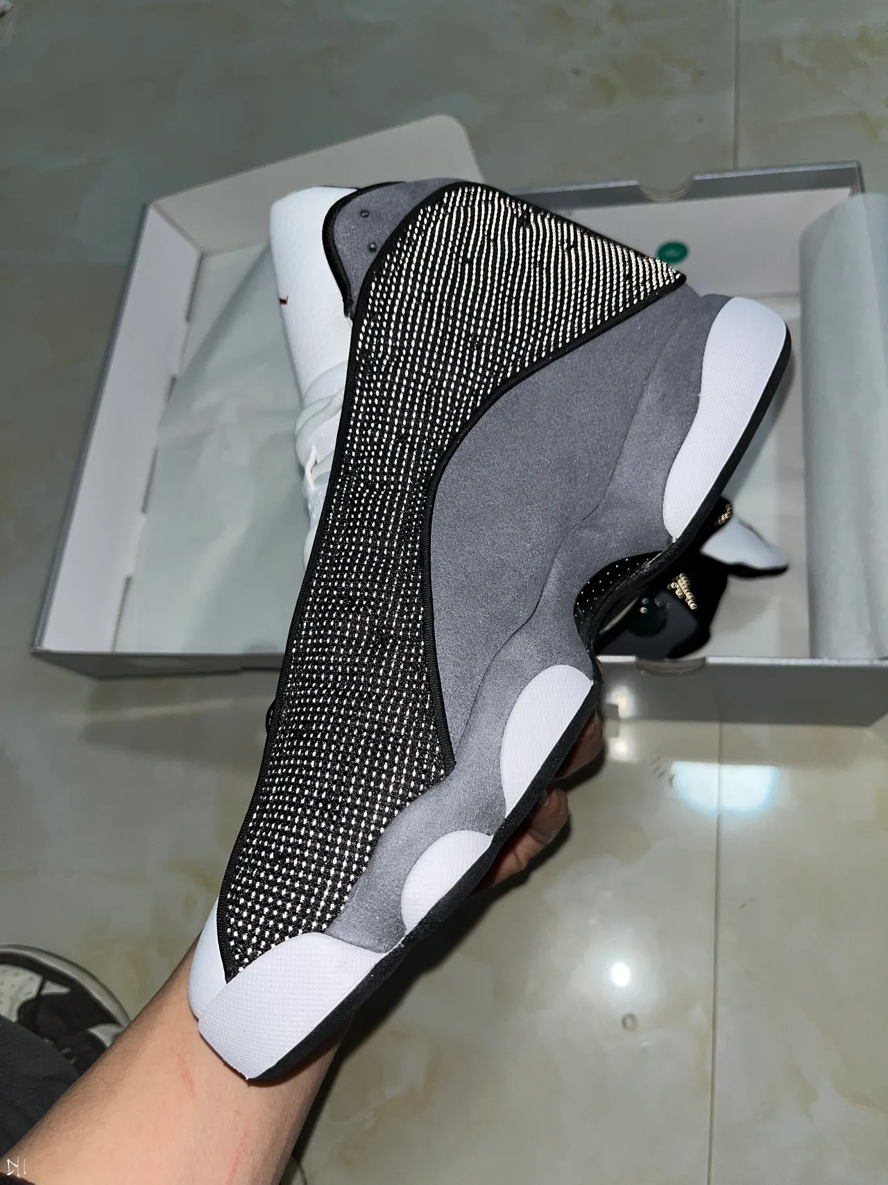Air Jordan 13 Black White Gray Basketball Shoes 7
