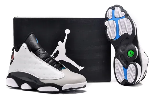 Air Jordan 13 White Black Blue Green Chaussures de Basketball 3