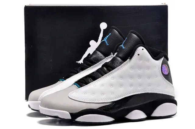 Air Jordan 13 White Black Blue Green Chaussures de Basketball 5