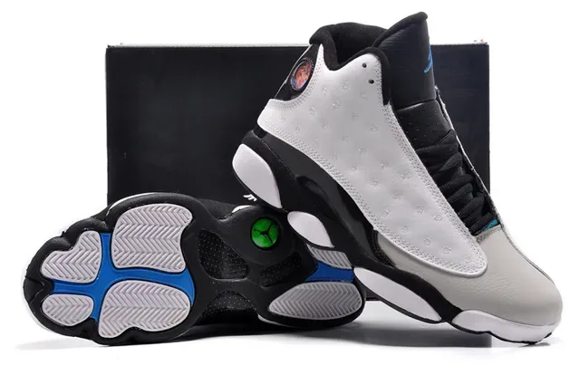 Air Jordan 13 White Black Blue Green Chaussures de Basketball 6