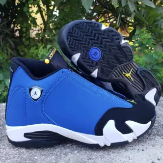 Air Jordan 14 Azul Real Preto Branco Tênis de Basquete