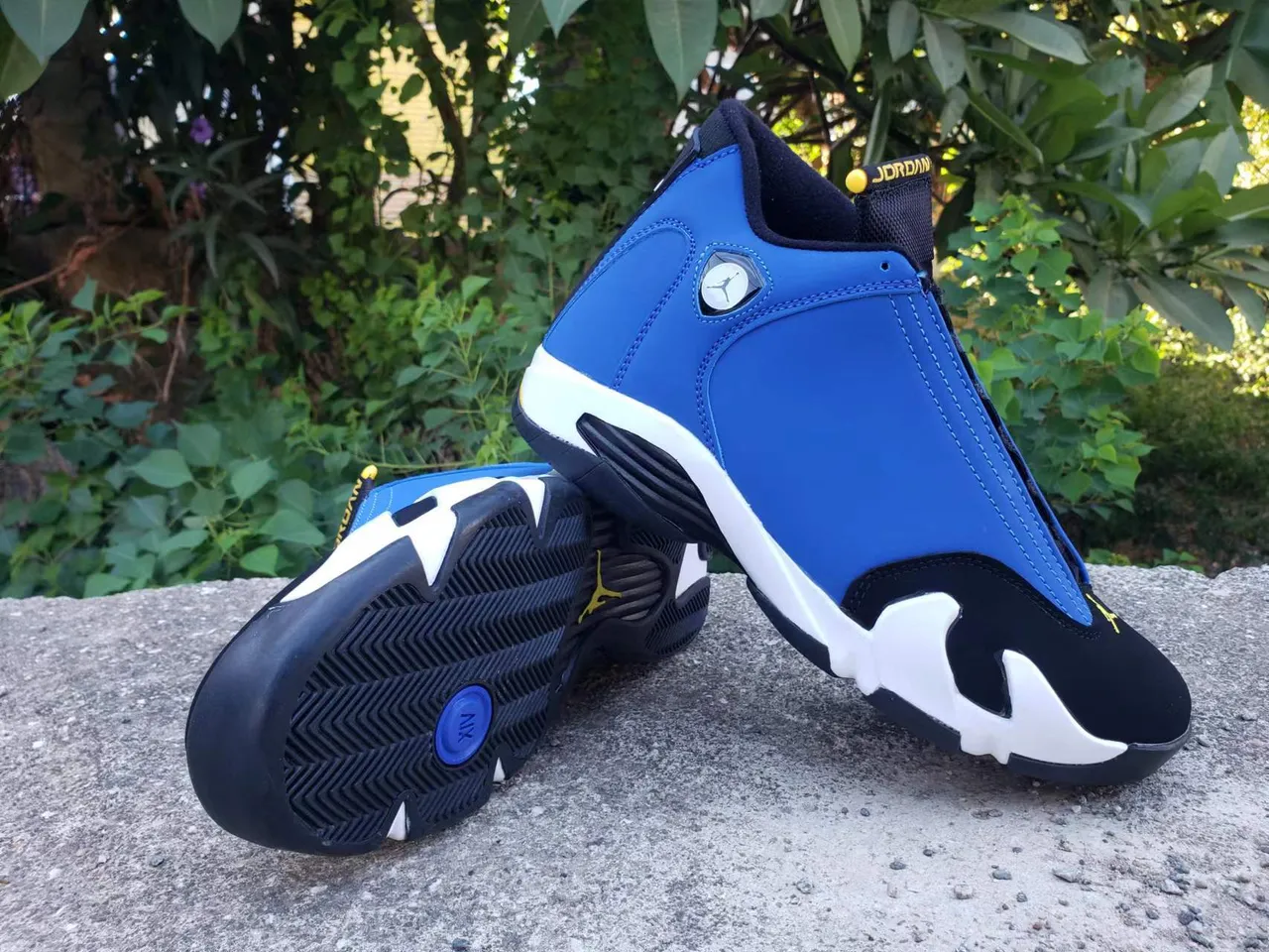 Air Jordan 14 Azul Real Preto Branco Tênis de Basquete 4