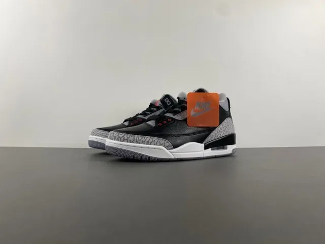 Air Jordan 3 Black Cement Impression d'Éléphant Chaussures de Basketball 9