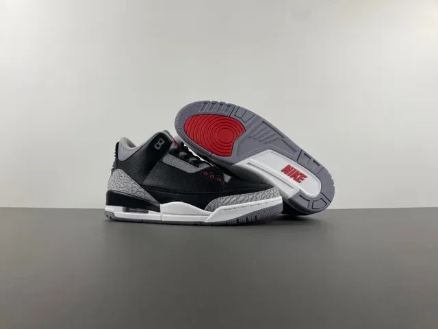 Air Jordan 3 Black Cement Impression d'Éléphant Chaussures de Basketball 11