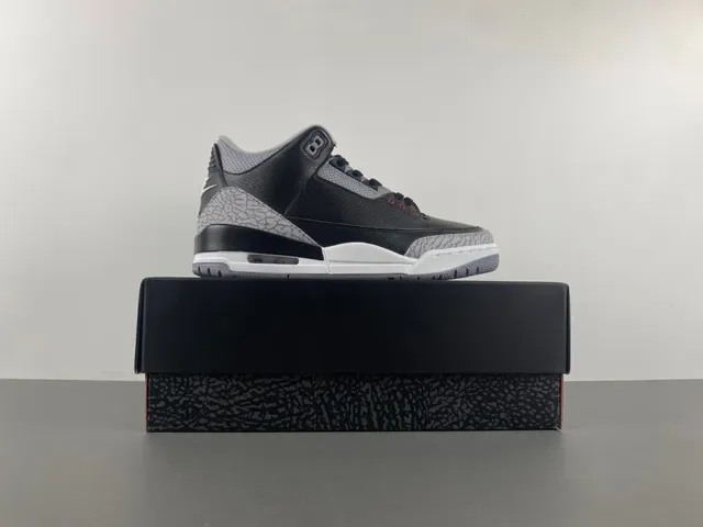 Air Jordan 3 Black Cement Impression d'Éléphant Chaussures de Basketball 14