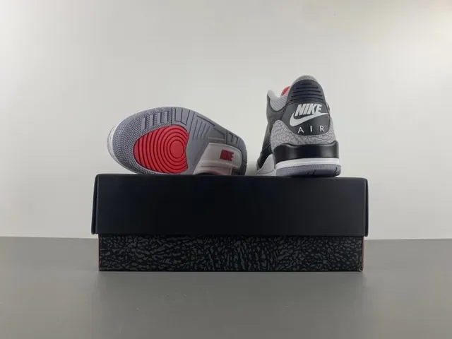 Air Jordan 3 Black Cement Impression d'Éléphant Chaussures de Basketball 15