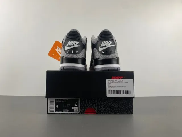 Air Jordan 3 Black Cement Impression d'Éléphant Chaussures de Basketball 16