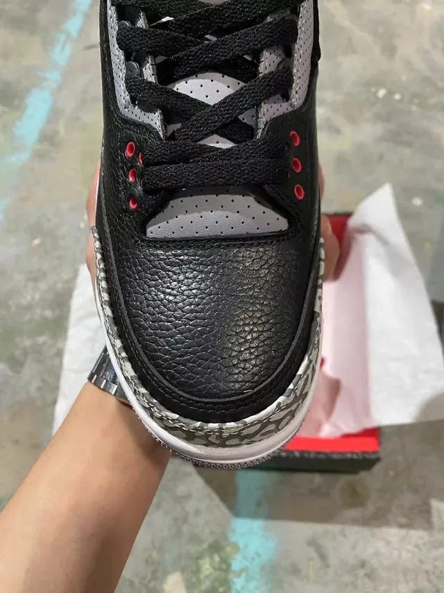 Air Jordan 3 Black Cement Chaussures de Basketball à Imprimé Éléphant 3