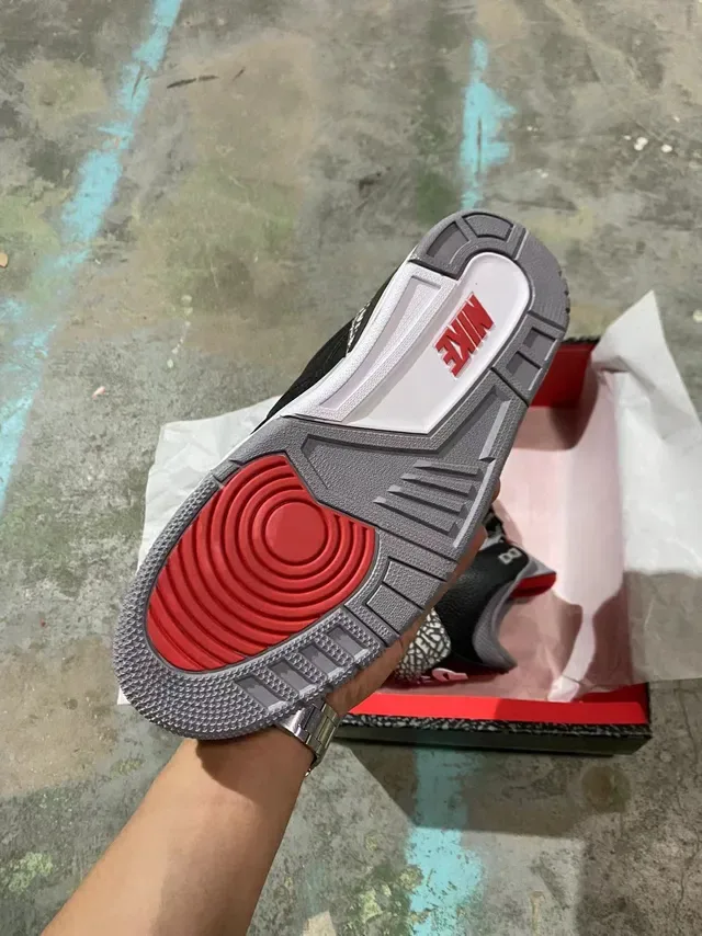 Air Jordan 3 Black Cement Chaussures de Basketball à Imprimé Éléphant 5