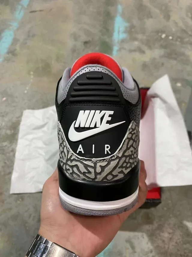 Air Jordan 3 Black Cement Chaussures de Basketball à Imprimé Éléphant 6