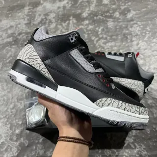 Air Jordan 3 Black Cement Tênis de Basquete com Estampa de Elefante