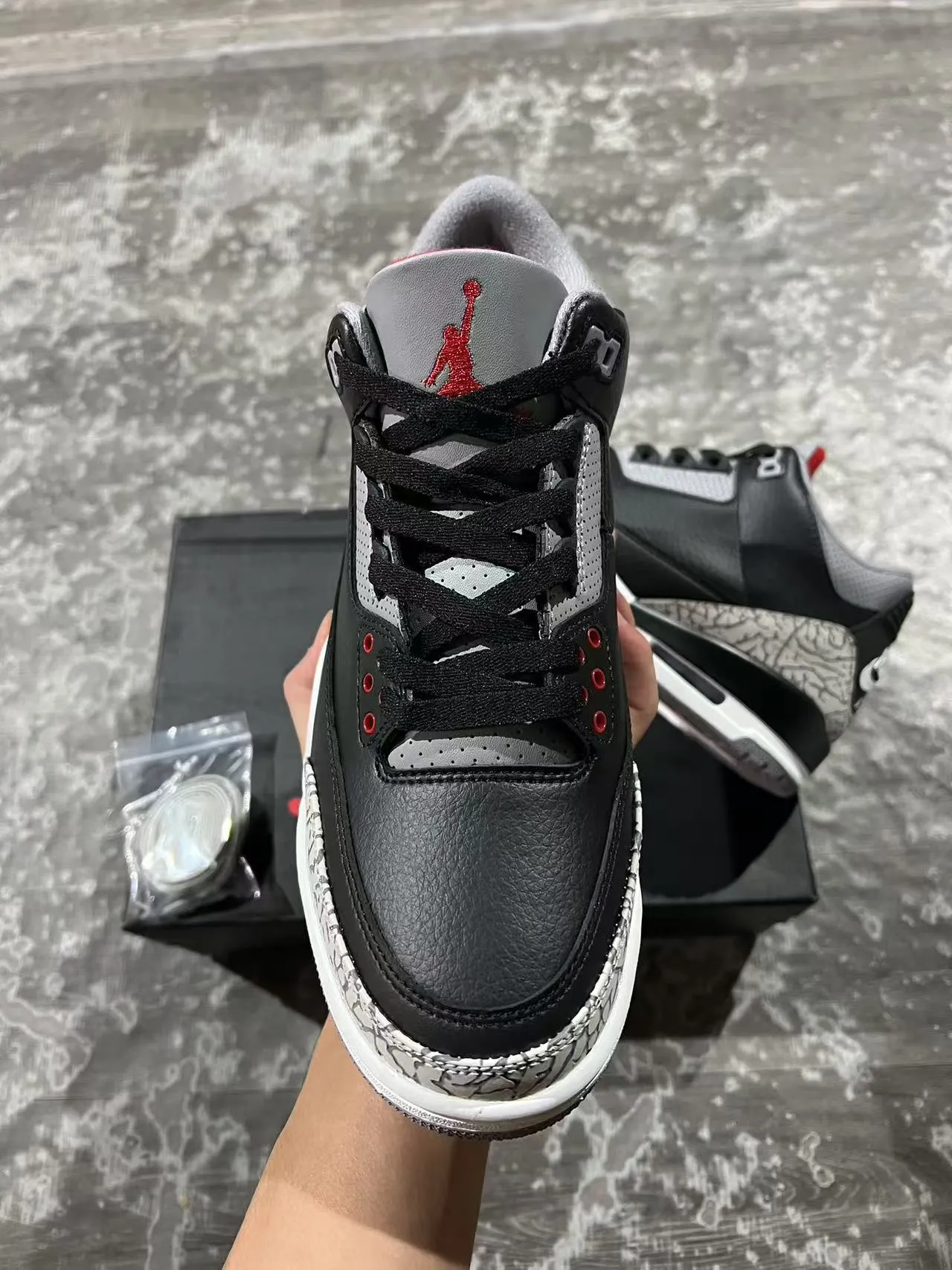 Air Jordan 3 Negro Cemento con Estampado de Elefante Zapatillas de Baloncesto 3