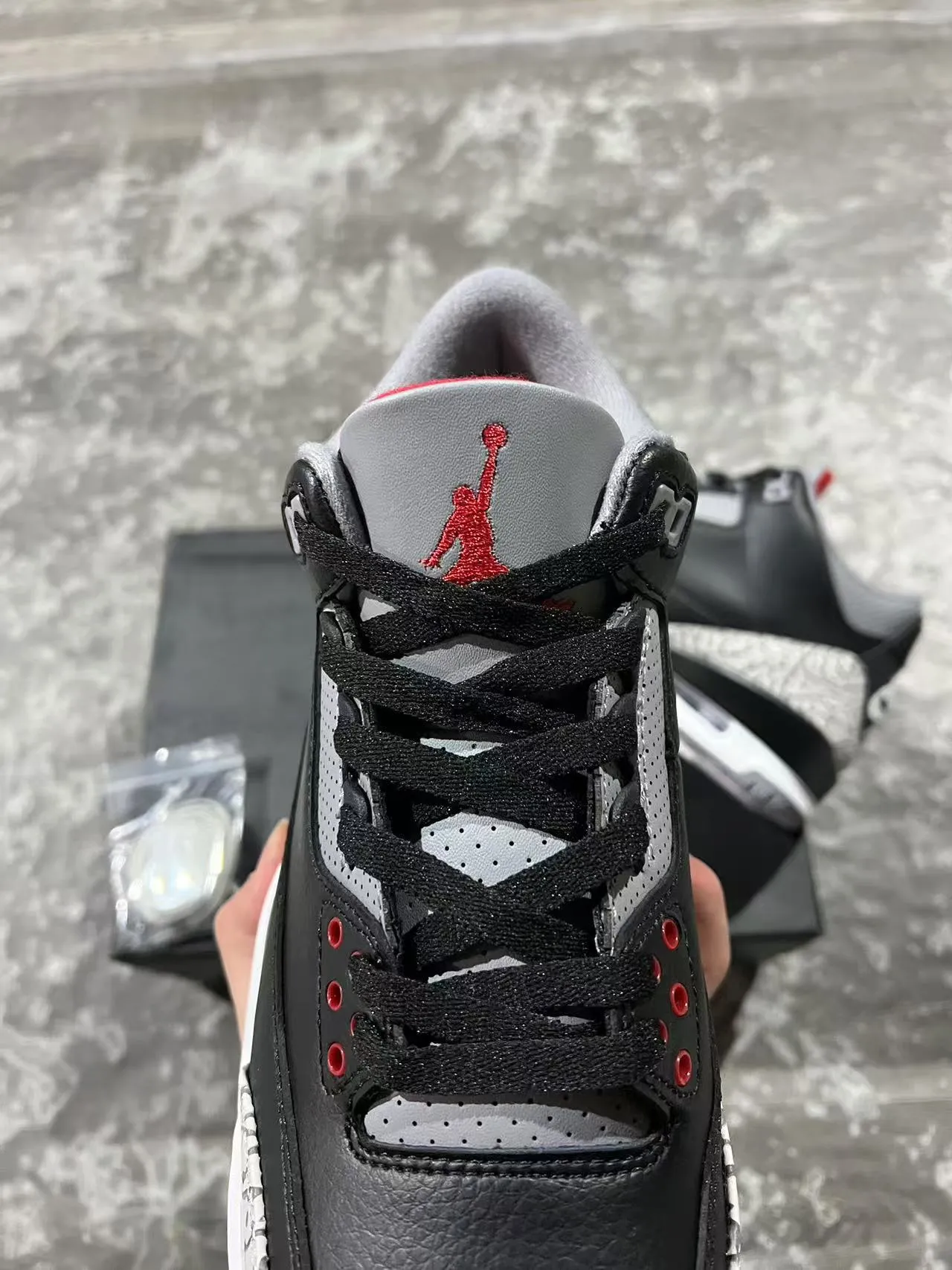 Air Jordan 3 Negro Cemento con Estampado de Elefante Zapatillas de Baloncesto 4
