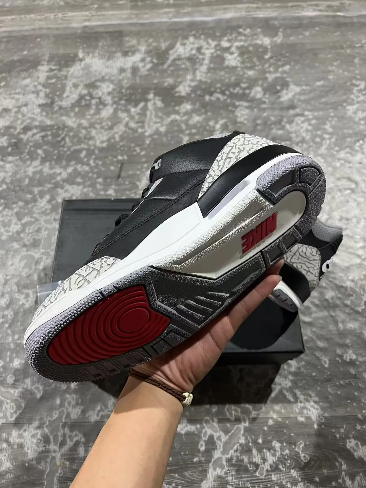 Air Jordan 3 Negro Cemento con Estampado de Elefante Zapatillas de Baloncesto 6