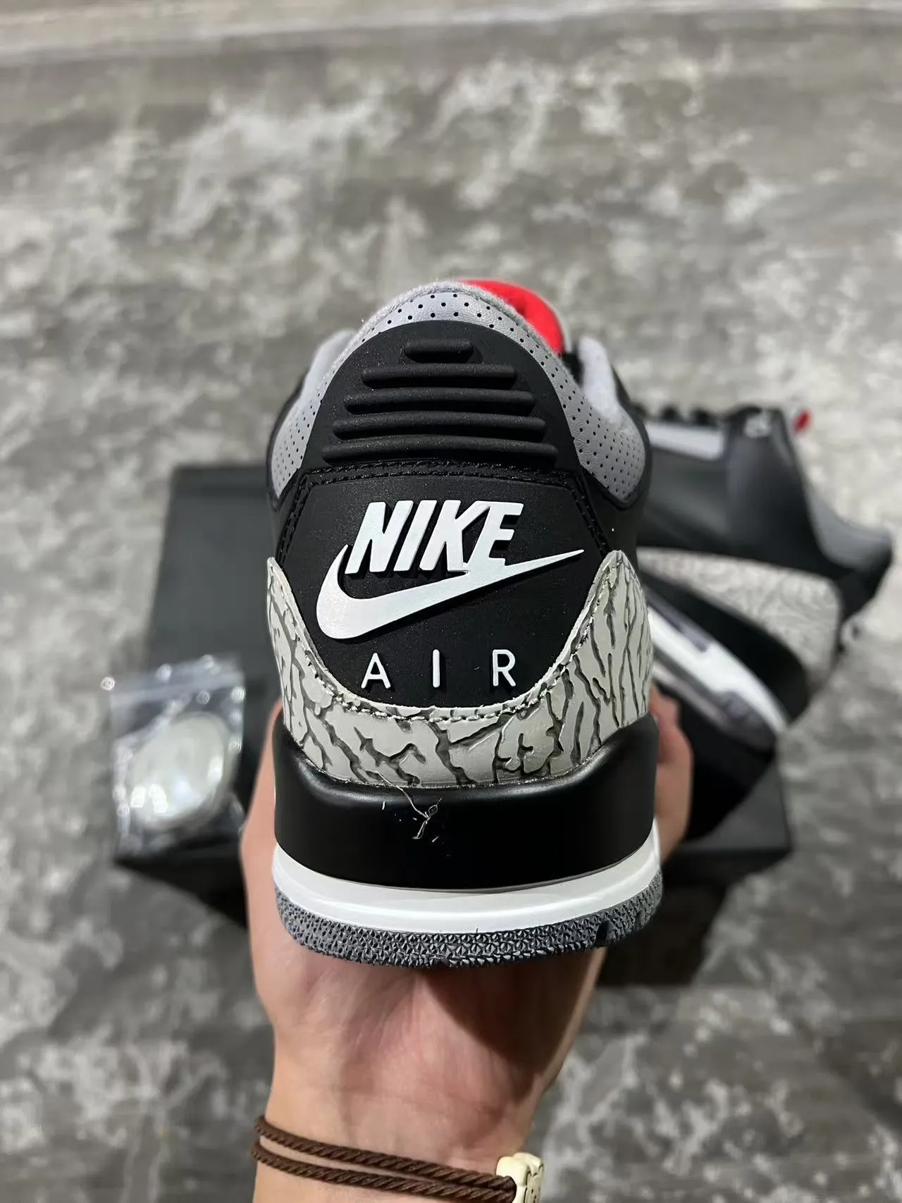 Air Jordan 3 Negro Cemento con Estampado de Elefante Zapatillas de Baloncesto 8