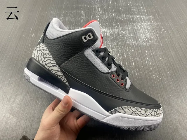 Air Jordan 3 Black Cement Elephant Print Basketball Shoes 4