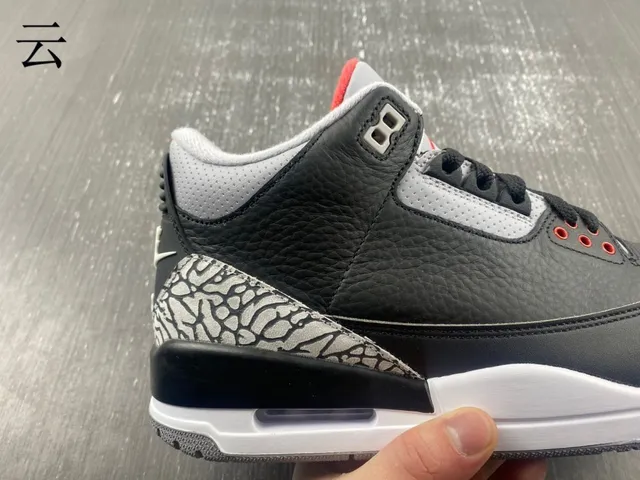 Air Jordan 3 Black Cement Elephant Print Basketball Shoes 7