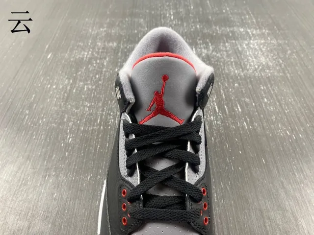 Air Jordan 3 Black Cement Elephant Print Basketball Shoes 9