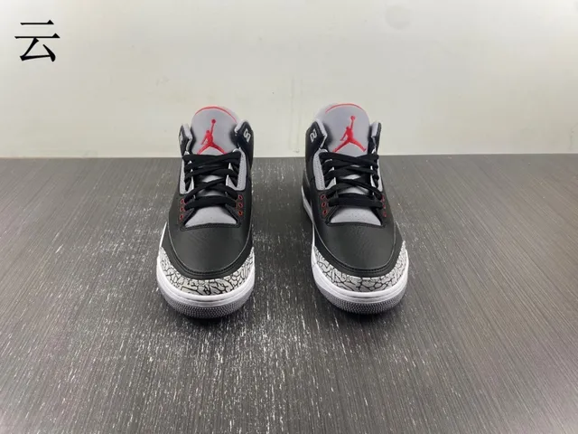 Air Jordan 3 Black Cement Elephant Print Basketball Shoes 13