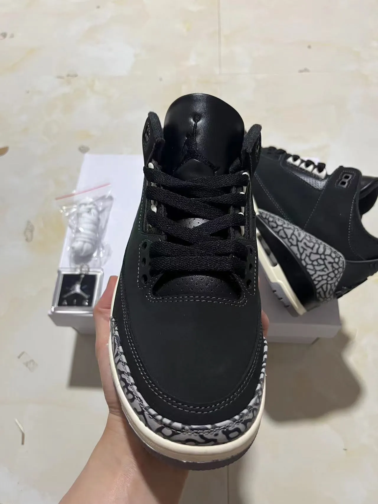 Air Jordan 3 Black Elephant Print Basketball Shoes 3