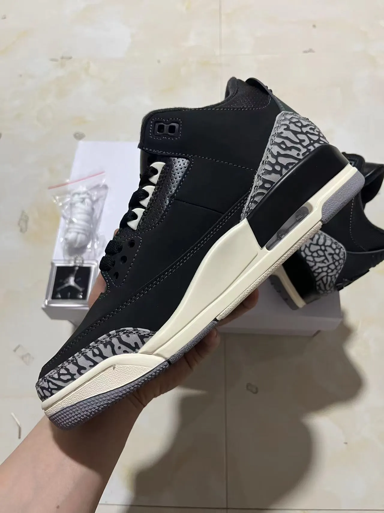 Air Jordan 3 Black Elephant Print Basketball Shoes 5