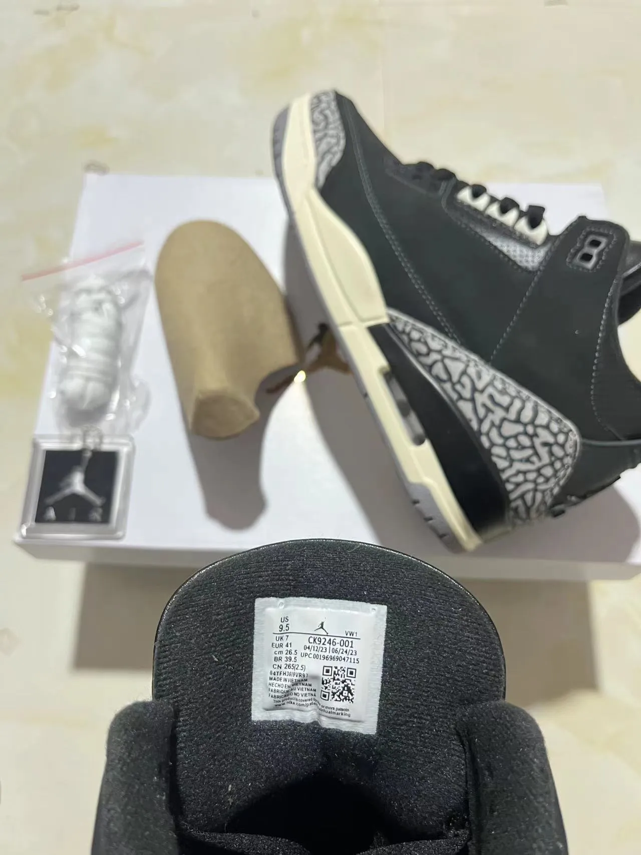 Air Jordan 3 Black Elephant Print Basketball Shoes 8