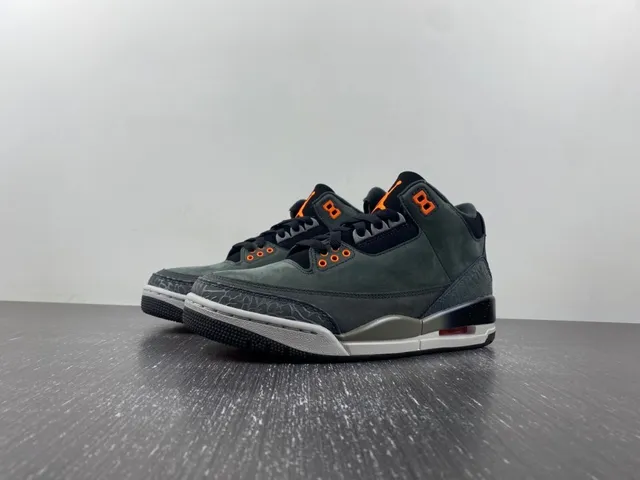 Air Jordan 3 Dark Charcoal Orange Elephant Print Basketball Shoes 2