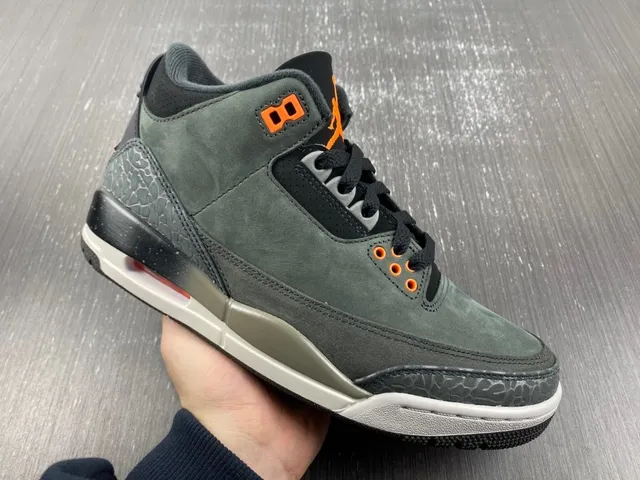 Air Jordan 3 Dark Charcoal Orange Elephant Print Basketball Shoes 4