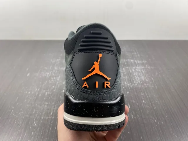 Air Jordan 3 Dark Charcoal Orange Elephant Print Basketball Shoes 8