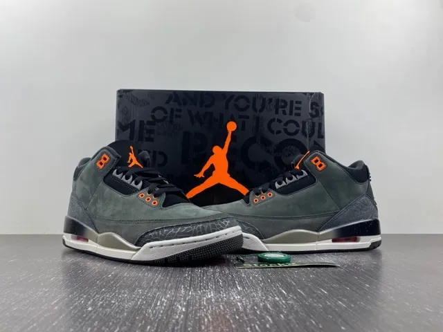 Air Jordan 3 Dark Charcoal Orange Elephant Print Basketball Shoes 13