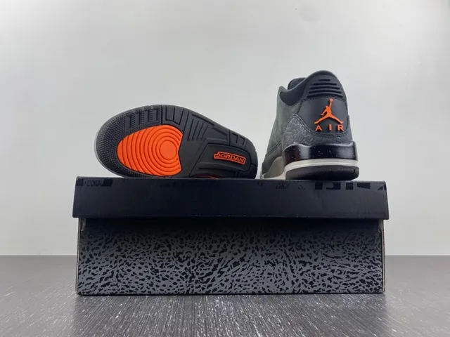 Air Jordan 3 Dark Charcoal Orange Elephant Print Basketball Shoes 14