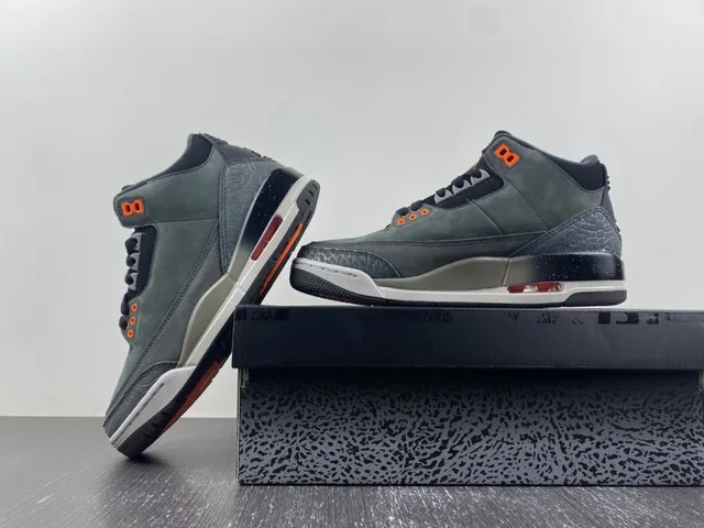 Air Jordan 3 Dark Charcoal Orange Elephant Print Basketball Shoes 15
