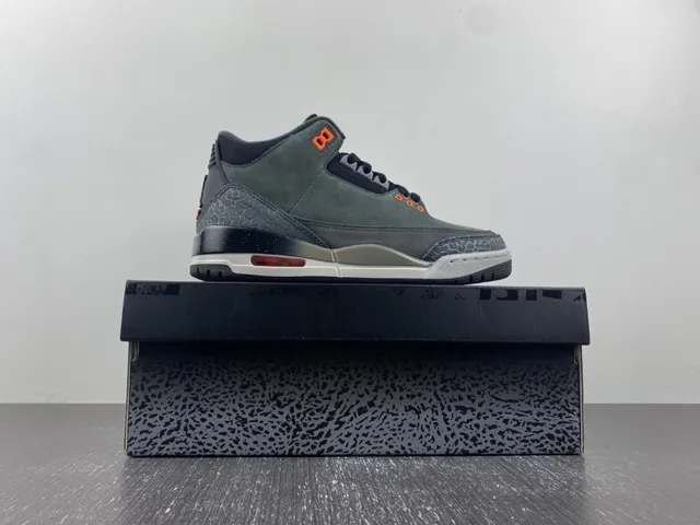Air Jordan 3 Dark Charcoal Orange Elephant Print Basketball Shoes 16
