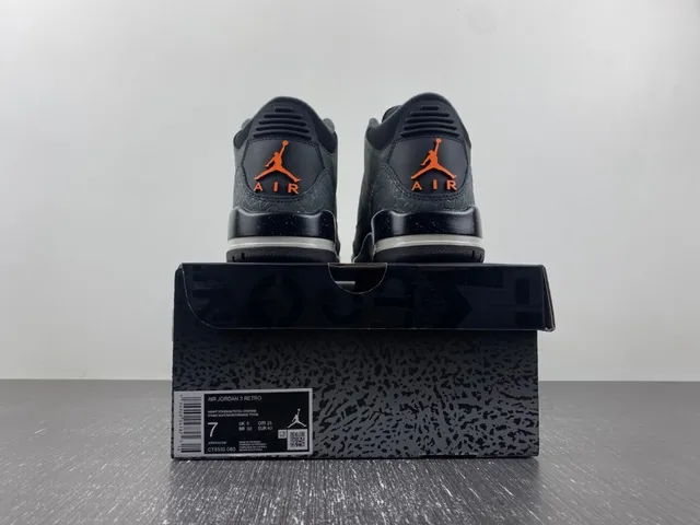 Air Jordan 3 Dark Charcoal Orange Elephant Print Basketball Shoes 17