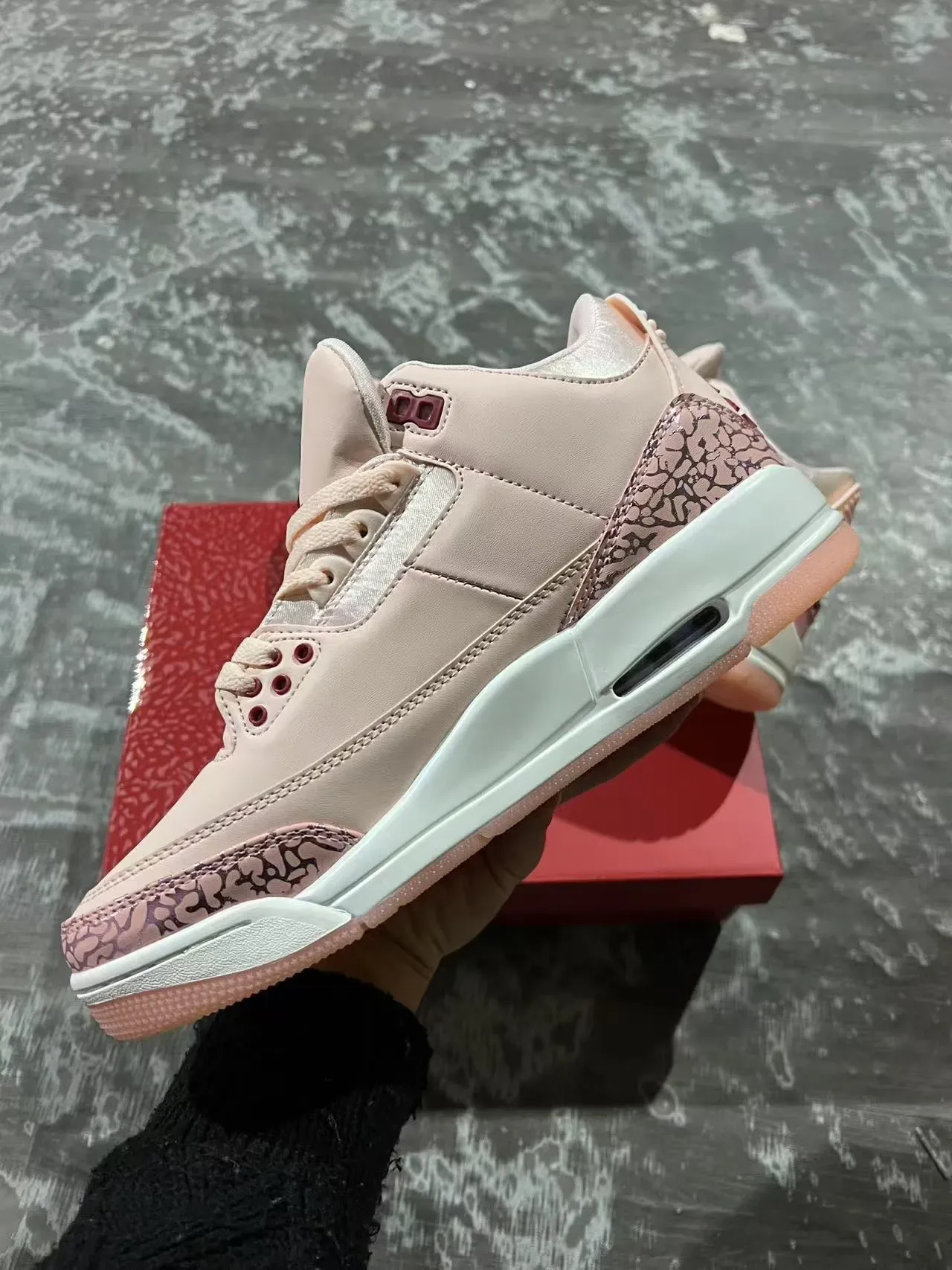Air Jordan 3 Rosa Pálido impressão de elefante tênis de basquete 5