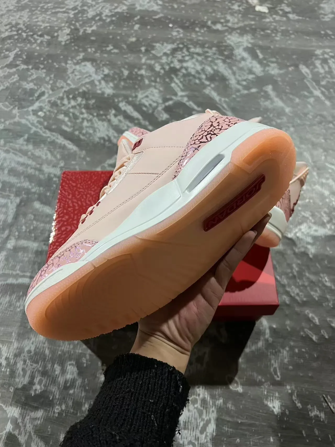 Air Jordan 3 Rosa Pálido impressão de elefante tênis de basquete 6