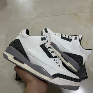 Air Jordan 3 White Black Cement Basketball Shoes