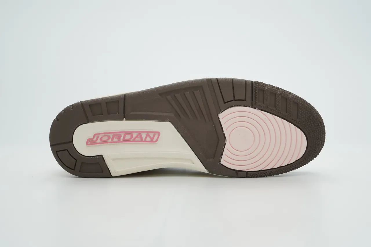 Air Jordan 3 Branco Marrom Rosa Estampa de Elefante Tênis de Basquete 9