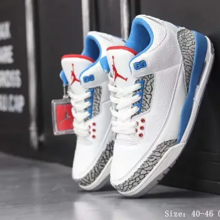 Air Jordan 3 White Cement Blue Basketball Shoes