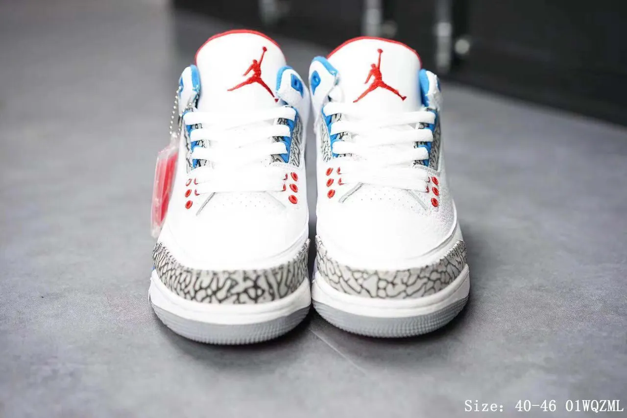 Air Jordan 3 White Cement Blue Basketball Shoes 3
