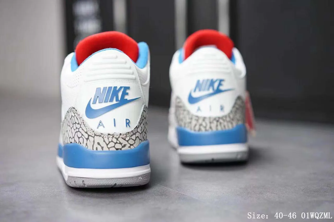 Air Jordan 3 White Cement Blue Basketball Shoes 4