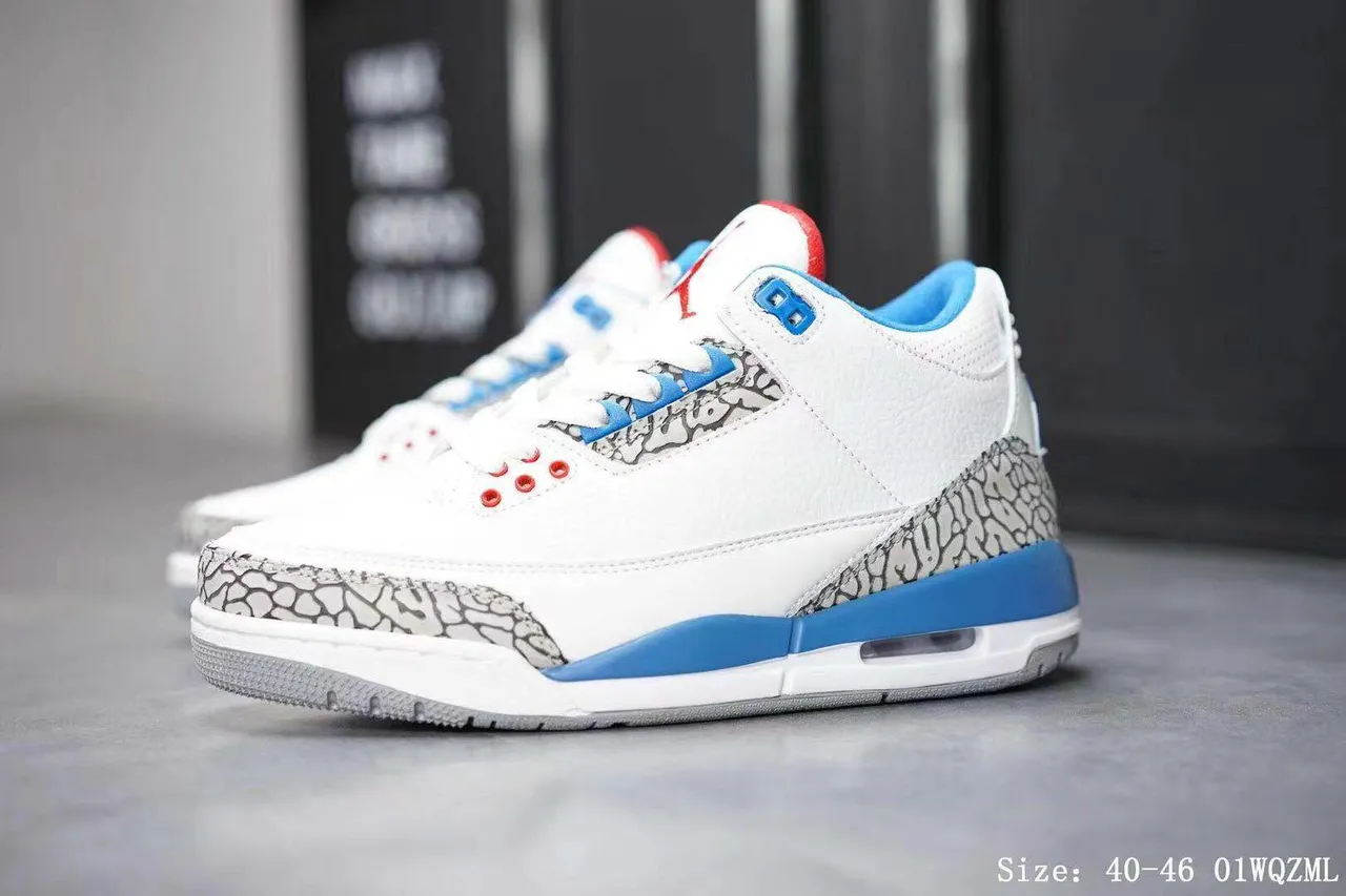 Air Jordan 3 White Cement Blue Basketball Shoes 5