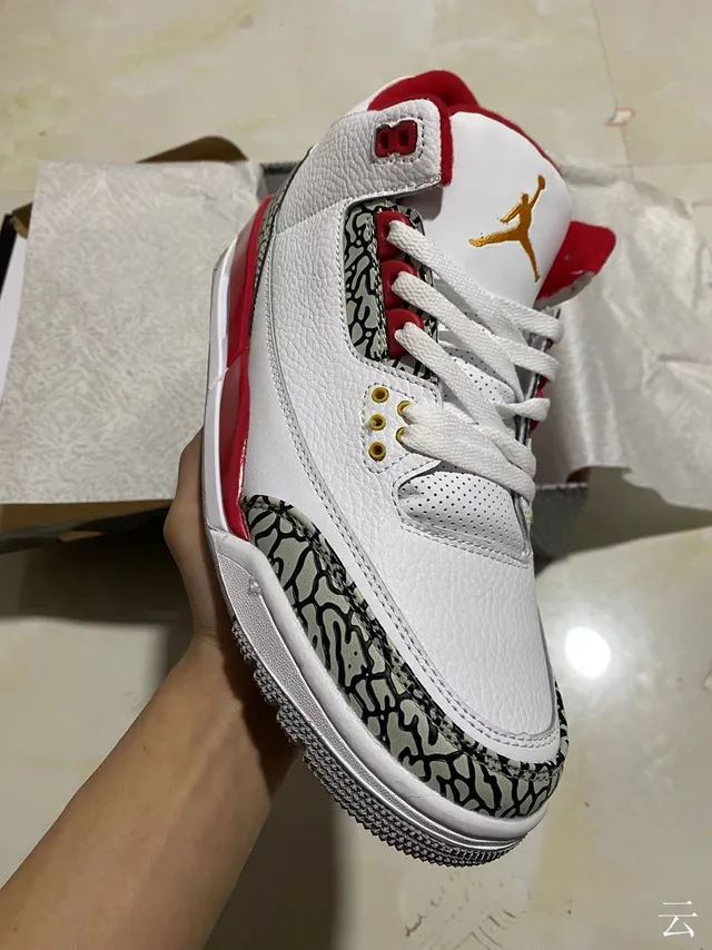 Chaussures de basketball Air Jordan 3 blanc ciment rouge 2